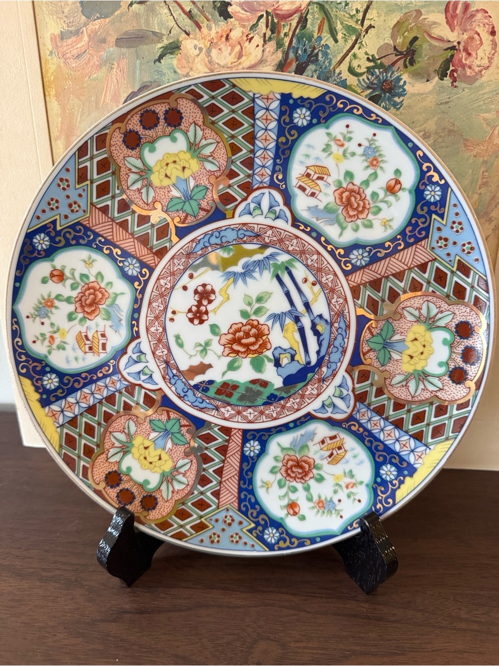 Vintage Miyako Handcrafted Porcelain Imari Ware Plate Japan 10.25” Display Plate